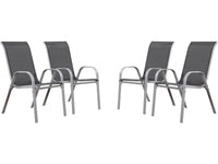 Sedie da giardino textilene "Cordoba" -Phoenix-Grigio scuro/Argentato-Set di 4