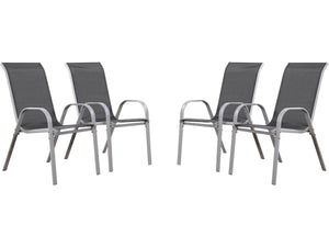 Sedie da giardino textilene "Cordoba" -Phoenix-Grigio scuro/Argentato-Set di 4