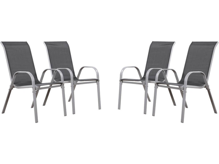 Sedie da giardino textilene "Cordoba" -Phoenix-Grigio scuro/Argentato-Set di 4