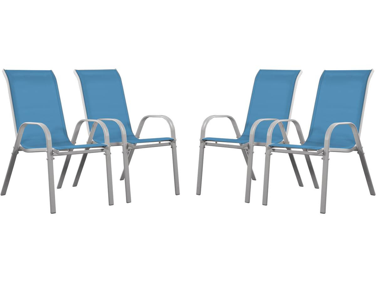 Sedia da giardino textilene "Cordoba" -Phoenix- Blu  Set di 4