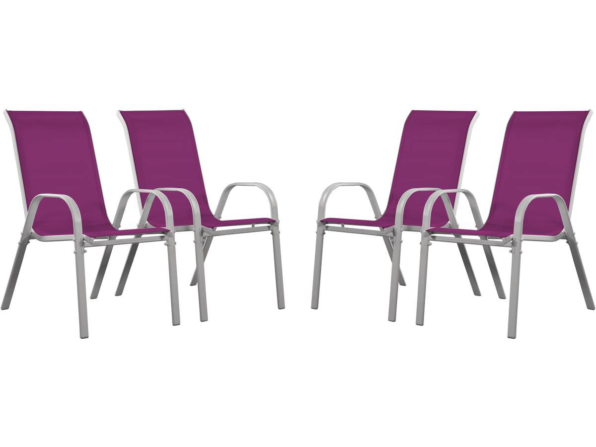 Sedia da giardino textilene "Cordoba" -Phoenix-Rosa-Set di 4