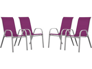 Sedia da giardino textilene "Cordoba" -Phoenix-Rosa-Set di 4