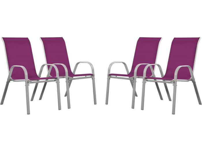 Sedia da giardino textilene "Cordoba" -Phoenix-Rosa-Set di 4