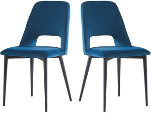 Set di 2 sedie in velluto "Fedora" - Blu scuro