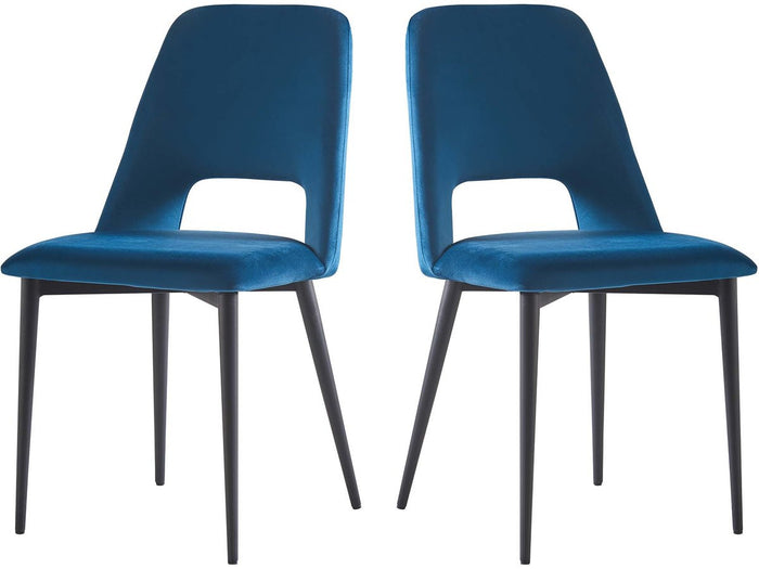 Set di 2 sedie in velluto "Fedora" - Blu scuro