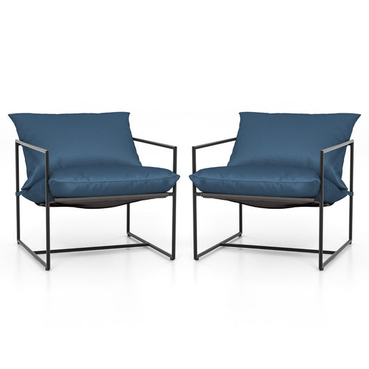 Set 2 sedie da giardino in Textilene cuscinetti antiscivolo 4 cuscini struttura in metallo portata 150kg interno esterno blu 20_0007197