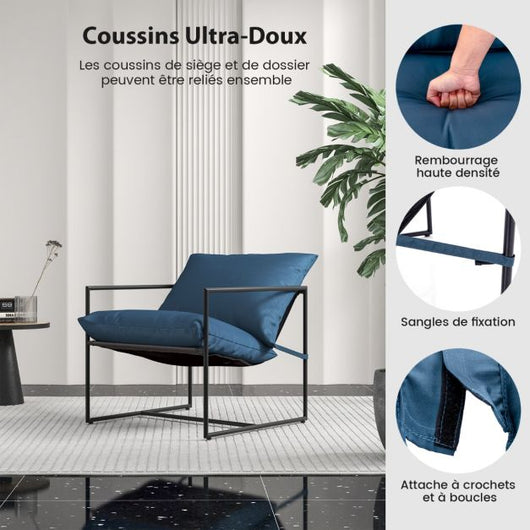 Set 2 sedie da giardino in Textilene cuscinetti antiscivolo 4 cuscini struttura in metallo portata 150kg interno esterno blu 20_0007197