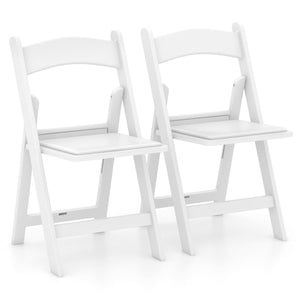 Set 2 Sedie Pieghevoli in Resina Sedie da Giardino Portatili con Seduta Imbottita Telaio in Resina con Portata Statica 500kg Bianco 20_0008755