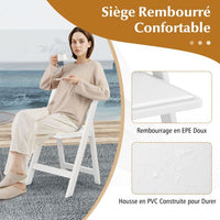 Set 2 Sedie Pieghevoli in Resina Sedie da Giardino Portatili con Seduta Imbottita Telaio in Resina con Portata Statica 500kg Bianco 20_0008755