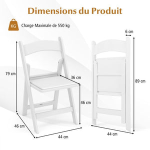 Set 2 Sedie Pieghevoli in Resina Sedie da Giardino Portatili con Seduta Imbottita Telaio in Resina con Portata Statica 500kg Bianco 20_0008755