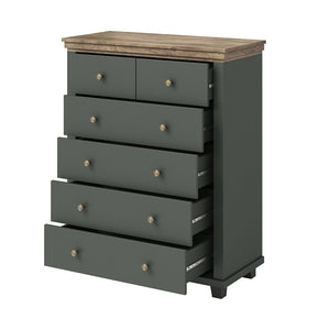 Camera da letto ASSIA: Armadio 200cm, Letto 180x200, comò, comodini. Colori verde kaki e quercia.