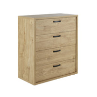 Camera da letto collezione MORGANE: armadio 200 cm, letto con applique 140x200, cassettiera, comodini, quercia dorata e nera.