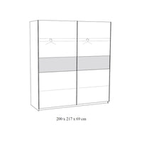 Camera da letto collezione MORGANE: armadio 200 cm, letto con applique 160x200, comò, comodini, rovere dorato e nero.