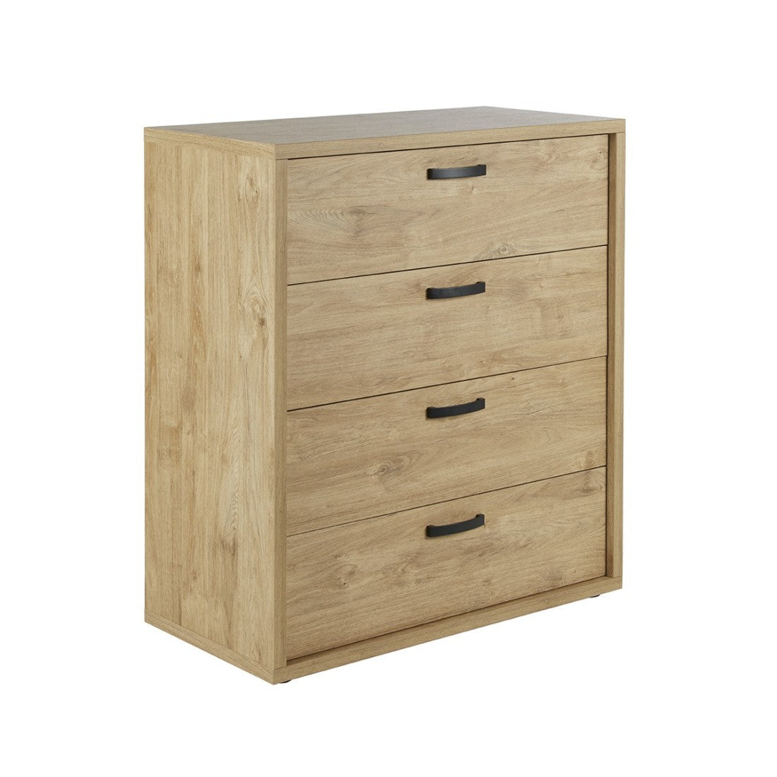 Camera da letto collezione MORGANE: armadio 250 cm, letto con applique 140x200, cassettiera, comodini, rovere dorato e nero.