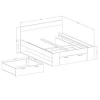 Camera da letto EOS: Armadio 200cm, Letto 160x200, cassettiera, comodini. Colore rovere scuro e nero.