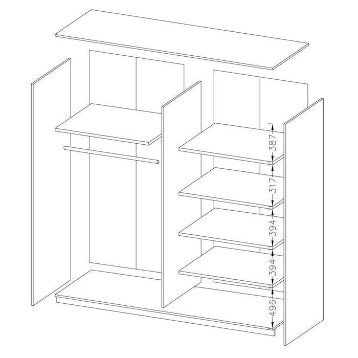 Camera da letto EOS: Armadio 200cm, Letto 160x200, cassettiera, comodini. Colore rovere scuro e nero.