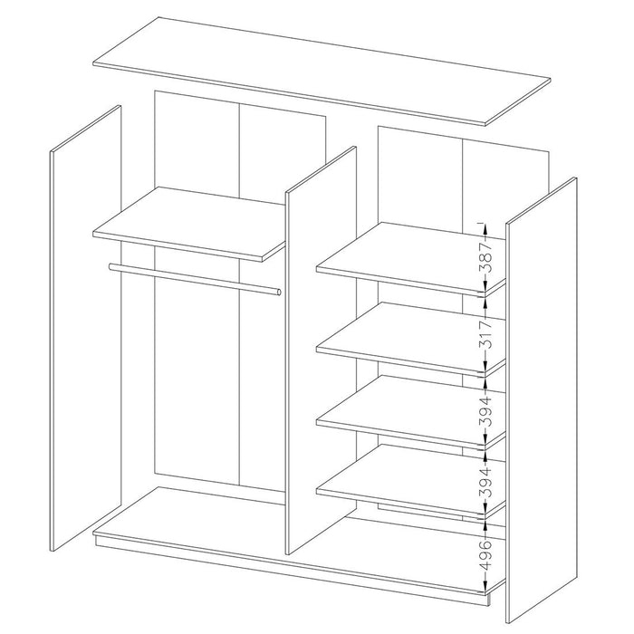 Camera da letto EOS: Armadio 220x210, Letto 160, cassettiera, comodini. Colore quercia scura e nero.