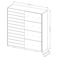 Camera da letto EOS: Armadio, Letto 180x200, cassettiera, comodini. Colore rovere scuro e nero.