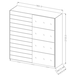 Camera da letto EOS: Armadio, Letto 180x200, cassettiera, comodini. Colore rovere scuro e nero.