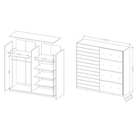 Camera da letto FLOYD: Armadio 200 cm, Letto 160x200, cassettiera, comodini. Colore rovere scuro e nero lucido.