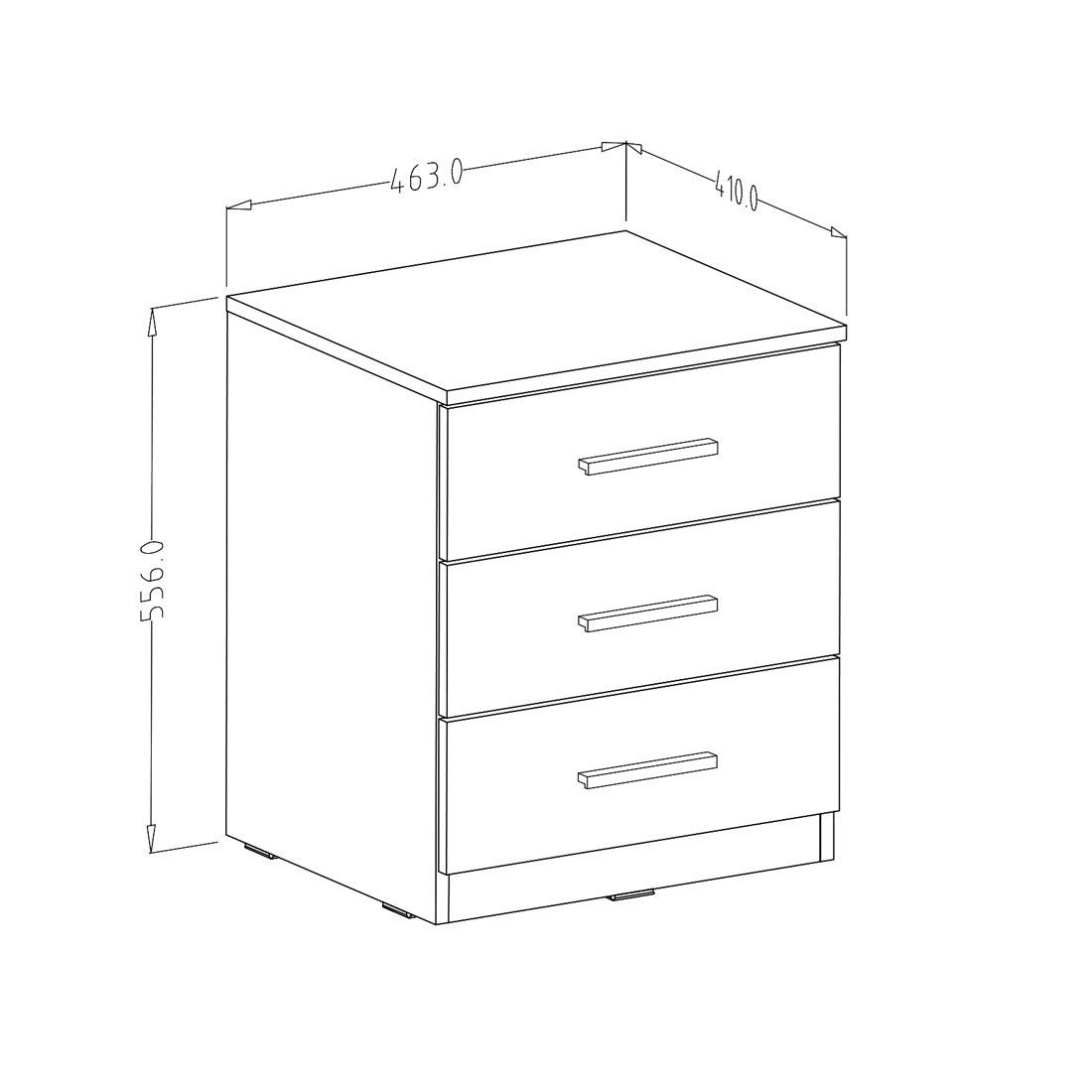 Camera da letto FLOYD: Armadio 200 cm, Letto 160x200, cassettiera, comodini. Colore rovere scuro e nero lucido.