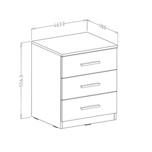 Camera da letto FLOYD: Armadio 200cm, Letto 180x200, cassettiera, comodini. Colore quercia scura e nero lucido.