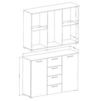 Camera da letto FLOYD: Armadio 200cm, Letto 180x200, cassettiera, comodini. Colore quercia scura e nero lucido.