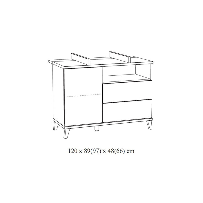 Camera per bambino LOUISE, letto trasformabile da 60x120 a 90x200, armadio, fasciatoio e comodino