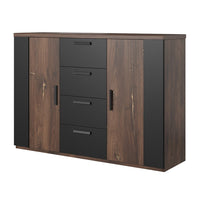 Camera completa FOX – Letto contenitore 180x200, doghe incluse, Armadio, Comò, Comodini – Rovere scuro