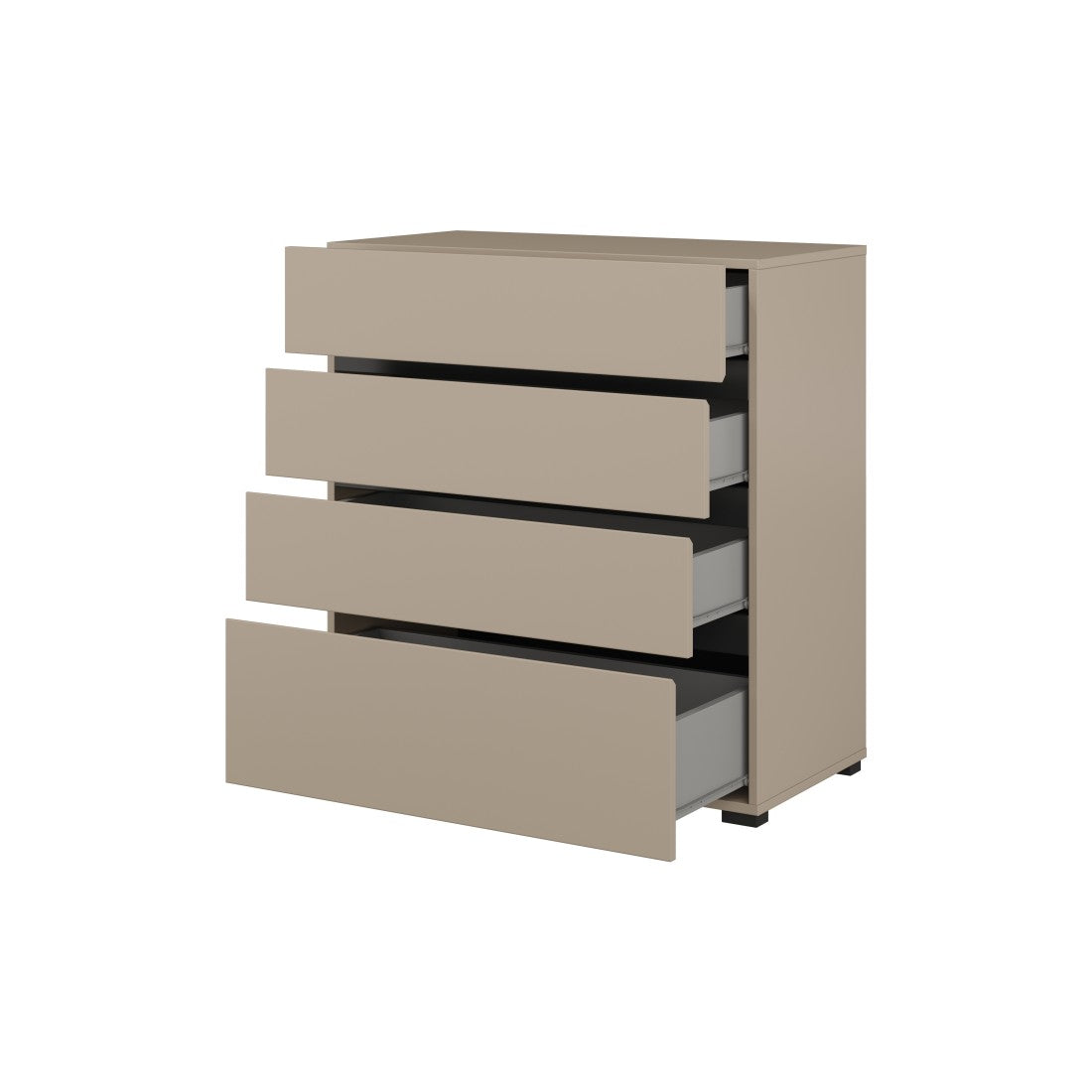 Camera completa HAVANA beige e nero – Letto 160x200, armadio 4 porte, comodini e cassettiera