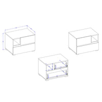 Camera completa HAVANA in rovere e nero - Letto 160x200, armadio 4 porte, comodini e cassettiera