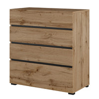 Camera completa HAVANA in rovere e nero - Letto 160x200, armadio 4 porte, comodini e cassettiera