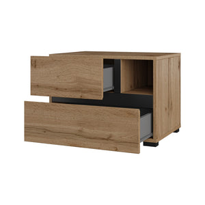 Camera completa HAVANA in rovere e nero – Letto 180x200, armadio 4 porte, comodini e cassettiera