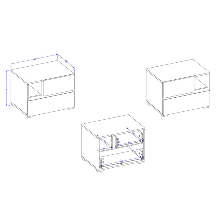 Camera completa HAVANA in rovere e nero – Letto 180x200, armadio 4 porte, comodini e cassettiera