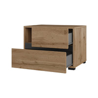 Camera completa HAVANA in rovere e nero – Letto contenitore 160x200, armadio 4 porte, comodini e cassettiera