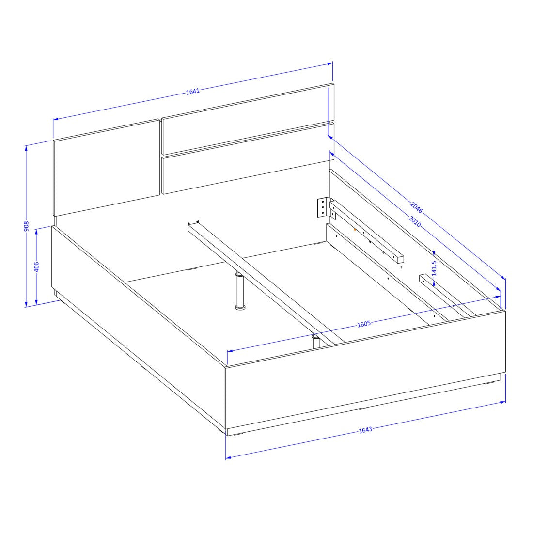 Camera completa HAVANA in rovere e nero – Letto contenitore 160x200, armadio 4 porte, comodini e cassettiera