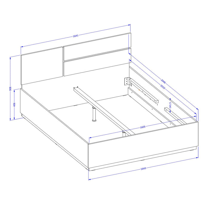 Camera completa HAVANA in rovere e nero – Letto contenitore 160x200, armadio 4 porte, comodini e cassettiera