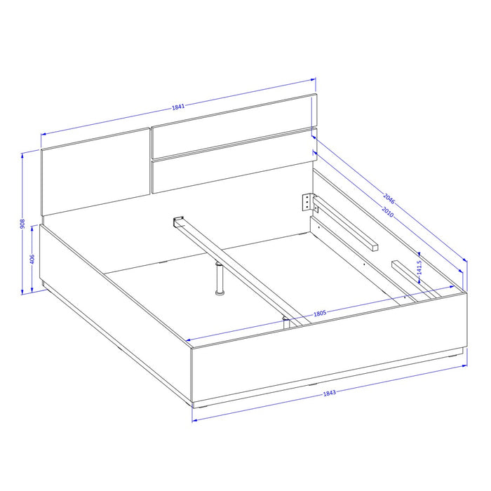 Camera completa HAVANA in rovere e nero - Letto contenitore 180x200, armadio 4 porte, comodini e cassettiera