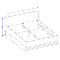 Camera completa industriale MILOS: Armadio, letto contenitore 160x200, cassettiera, comodini, rovere grezzo/nero