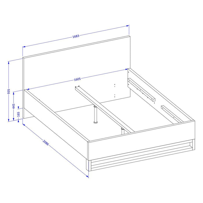 Camera completa industriale MILOS: Armadio, letto contenitore 160x200, cassettiera, comodini, rovere grezzo/nero