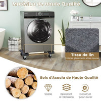 Carrello da trasporto con 4 ruote universali 77x47 cm carretti in legno di acacia per mobili portata 450 kg attrezzo di sollevamento per trasloco 20_0005161