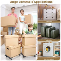 Carrello da trasporto con 4 ruote universali 77x47 cm carretti in legno di acacia per mobili portata 450 kg attrezzo di sollevamento per trasloco 20_0005161