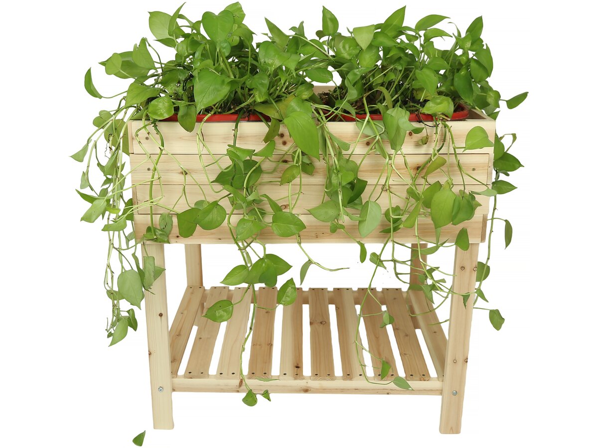 Orto in cassetta quadrata in legno con piedi "rose" - 78 x 40 x 79,5 cm