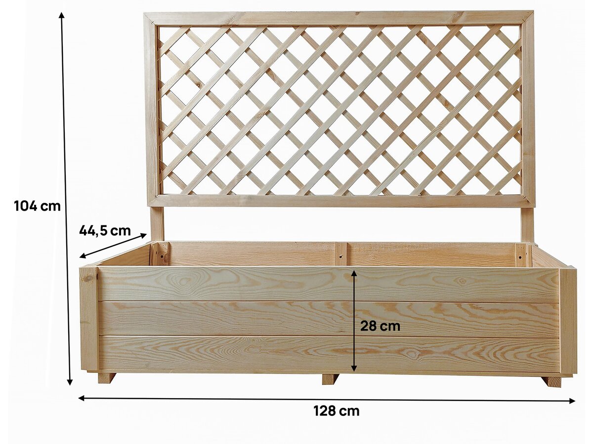Fioriera in legno con traliccio "Orpin" - 128 x 44,5 x 103,5 cm
