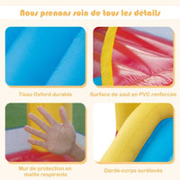 Castello Gonfiabile per Bambini 6 in 1 con Ventilatore da 480 Watt Casa Gonfiabile in Tessuto Oxford con Piscina di Palline Canestro da Basket Scivolo 50 Palline per Giardino dai 3+20 Anni_0008267