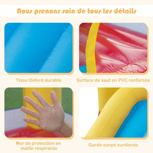 Castello Gonfiabile per Bambini 6 in 1 con Ventilatore da 480 Watt Casa Gonfiabile in Tessuto Oxford con Piscina di Palline Canestro da Basket Scivolo 50 Palline per Giardino dai 3+20 Anni_0008267