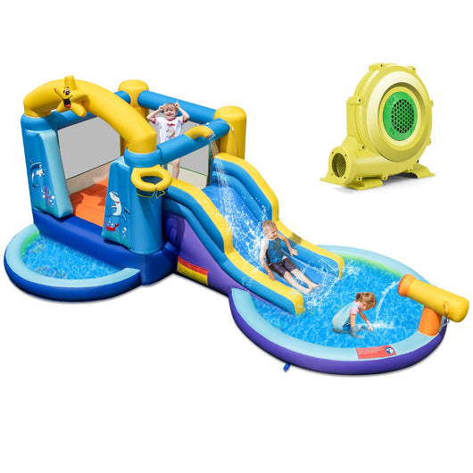 Castello gonfiabile oceanico con soffiatore da 680 W 490 x 290 x 220 cm divertimento acquatico decorativo PVC multicolore 20_0021156