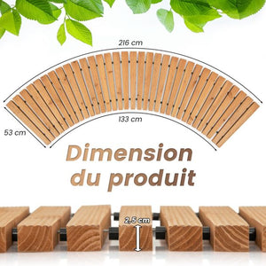 Vialetto curvo da giardino in legno di abete lungomare con superficie antiscivolo fili metallici con guaina in plastica 216 x 53 cm naturale 20_0007632