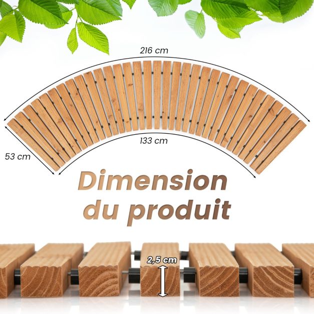 Vialetto curvo da giardino in legno di abete lungomare con superficie antiscivolo fili metallici con guaina in plastica 216 x 53 cm naturale 20_0007632