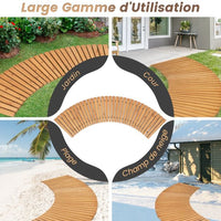 Vialetto curvo da giardino in legno di abete lungomare con superficie antiscivolo fili metallici con guaina in plastica 216 x 53 cm naturale 20_0007632